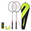 Boldfit Badminton Rackets Aluminium Badminton Racket with Full Cover Bag Standard Shuttle Bat Match Shuttle Bats Lightweight Badminton Shuttle Bat Aeroflex - Red Set