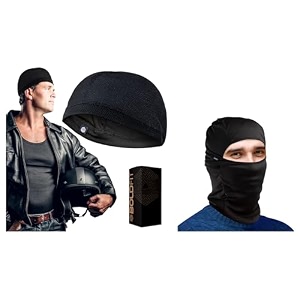 boldfit face mask for bikers in riding full face mask balaclava for men black mask helmet skull caps for men bike cotton head caps- black pack of 1