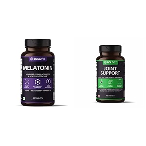 boldfit melatonin 5mg with tagara 125mg 60 veg tablets and boldfit joint support supplement - 60 tablets