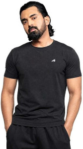 BOLDFIT Solid Men Round Neck Black T-Shirt