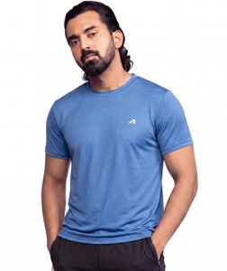 BOLDFIT Solid Men Round Neck Blue T-Shirt