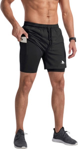 BOLDSHARK Solid Men Black Running Shorts