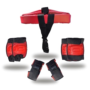 boldup skating guard kit for skating  cycling protection set  multi sport gear for children age 5-16 years helmet elbow guards knee caps amp hand gloves red