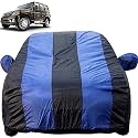 Bolero Dustproof Car Cover with Mirror Pockets, Royal Blue Stripes, Taffeta Polyster,Triple Stitched, Compatible with Mahindra Bolero Car Cover (2011 to 2021), Bolero Car Accessories