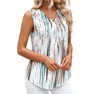 Bollyclues Womens Printed Rayon Sleeveless Top for