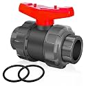 Boltigen 1 1/2in UPVC True Union Ball Valve, SCH 80 UPVC Socket Union Valve with 2 EPDM O-Rings