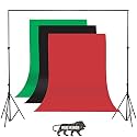 Black,Green and Red Screen Backdrop with Stand, 8FT X 12FT Wide Green Screen Backdrop with 8.5 FT x 12 FT Wide Photo Backdrop Stand, Photo Backdrop Stand Kit Include Carry Bag