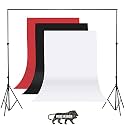 Black,White and Red Screen Backdrop with Stand, 8FT X 12FT Wide Green Screen Backdrop with 8.5 FT x 12 FT Wide Photo Backdrop Stand, Photo Backdrop Stand Kit Include Carry Bag