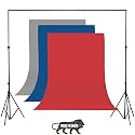 Grey,Red and Blue Screen Backdrop with Stand, 8FT X 12FT Wide Green Screen Backdrop with 8.5 FT x 12 FT Wide Photo Backdrop Stand, Photo Backdrop Stand Kit Include Carry Bag
