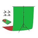 T-Shape Green Red Backdrop Background Kit with 4 pcs Backdrop Clip Spring Clamp