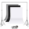 White,Grey and Red Screen Backdrop with Stand, 8FT X 12FT Wide Green Screen Backdrop with 8.5 FT x 12 FT Wide Photo Backdrop Stand, Photo Backdrop Stand Kit Include Carry Bag