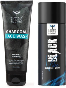 bombay shaving company deodorant black vibe and charcoal facewash combo  long lasting 2 items in the set