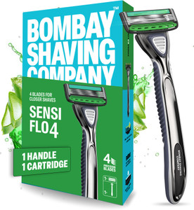 bombay shaving company sensi flo4  4 blade razor for men with back blade for beard shaping men