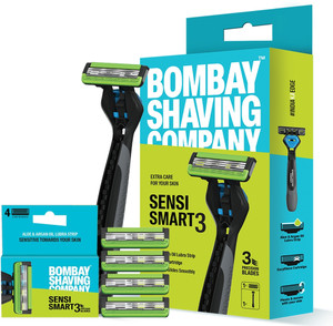 bombay shaving company sensi smart 3 value pack - handle  5 cartridges men