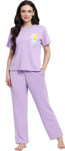 Bombshell Women Solid Purple Top Pyjama
