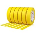 BOMEI PACK Yellow Painters Tape 1 Inch Bulk - Paint Tape 6 Rolls x 1 Inch x 60 Yards - Painter's Tape Yellow Masking Tape for Walls Painting, DIY Crafting, and School Projects, Total 360 Yards