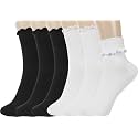 BomKinta Ruffle Socks Women Turn-Cuff Frilly Sock Cotton Crew Socks