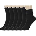 BomKinta Ruffle Socks Women Turn-Cuff Frilly Sock Cotton Crew Socks