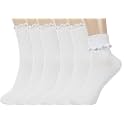 BomKinta Ruffle Socks Women Turn-Cuff Frilly Sock Cotton Crew Socks