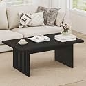 BON AUGURE Black Coffee Table, 47 Inch Modern Coffee Tables for Living Room