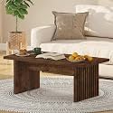 BON AUGURE Coffee Table for Living Room, 43Inch Farmhouse Wood Center Table