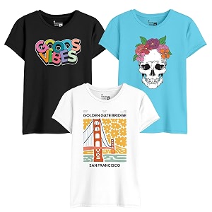 Bon Organik Womens Cartoon Regular Fit T-Shirt