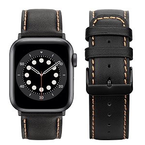 bonace leather straps compatible with apple watch series 41mm 40mm 38mm 42mm 44mm 45mm 49mmgenuine leather replacement strap for apple watch ultra 87654321se series black 384041mm
