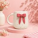 Bone Ash Free Ceramic Mug | Premium Coffee &amp; Tea Mug | Durable Ceramic Cup for Home, Office &amp; Kitchen | Microwave &amp; Dishwasher Safe | Elegant Everyday Drinkware (Cream &amp; Pink, Set of 1)