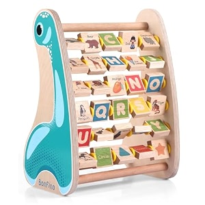 bonfino premium wooden montessori educational alphabet amp abacus toy for kidsactivity toys for 1 year learn colour objects alphabetnumbers amp counting beadsvisual amp sensory developmentideal gift
