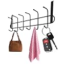 Boniry 1 Pcs Over The Door Steel Hook Hanger - Hanging Organizer with 5 Hooks for Bedroom, Bathroom &amp; Kitchen Doors, No Drilling Required for Shirts, Belts, Towels