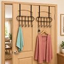 Boniry 2 Pcs Over The Door Hook Hanger Adhesive Hooks Heavy Duty Wall Hooks Waterproof Stainless Steel Hooks for Hanging Coat, Hat,Towel Robe Hook Rack Wall Mount- Bathroom and Bedroom Black