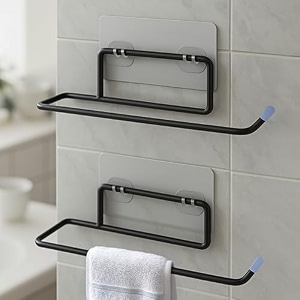 boniry 2 pcs self-adhesive wall-mounted toilet paper holder  napkin holdertowel holder for bathroom amp wash basin  space-saving black gi steel design