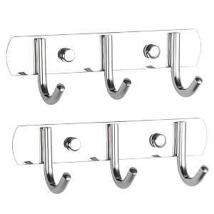 boniry zinc 2 pcs wall mounted coat rack with 6 hooks - black jacket and towel hanger for kitchen entryway bathroom cabinet  anti-rust clothes hook pack of 2