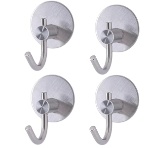 boniry 4 pack wall adhesive hooks waterproof stainless steel wall hookbest use kitchen and bathroom self adhesive hooks heavy duty for towel and kitchen accessories item big round silver hook