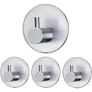 boniry 4 pack wall adhesive hooks waterproof stainless steel wall hookbest use kitchen and bathroom self adhesive hooks heavy duty for towel and kitchen accessories item round silver