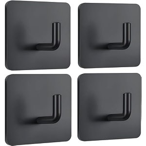 boniry 4 pack wall adhesive hooks waterproof stainless steel wall hookbest use kitchen and bathroom self adhesive hooks heavy duty for towel and kitchen accessories item j hook square black