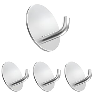 boniry 4 pack wall adhesive hooks waterproof stainless steel wall hookbest use kitchen and bathroom self adhesive hooks heavy duty for towel and kitchen accessories item j round silver