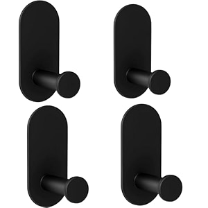 boniry 4 pack wall adhesive hooks waterproof stainless steel wall hookuse kitchen and bathroom self adhesive hooks heavy duty for towel and kitchen accessories item rectangle black towel hook