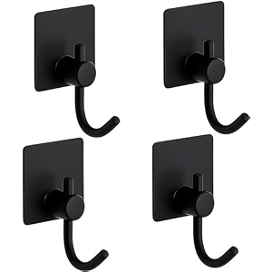 boniry 4 pack wall adhesive hooks waterproof stainless steel wall hookbest use kitchen and bathroom self adhesive hooks heavy duty for towel and kitchen accessories item big squre black hook