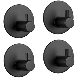 boniry 4 pack wall adhesive hooks waterproof stainless steel wall hookbest use kitchen and bathroom self adhesive hooks heavy duty for towel and kitchen accessories item round black