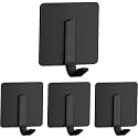 Boniry 4 Pack Wall Adhesive Hooks, Waterproof Stainless Steel Wall Hook,Best Use Kitchen and Bathroom, self Adhesive Hooks Heavy Duty for Towel and Kitchen Accessories Item (Matt j Hook Black)