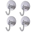 Boniry 4 Pack Wall Adhesive Hooks, Waterproof Stainless Steel Wall Hook,Best Use Kitchen and Bathroom, self Adhesive Hooks Heavy Duty for Towel and Kitchen Accessories Item (Big Round Silver Hook)