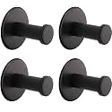 Boniry 4 Pack Wall Adhesive Hooks, Waterproof Stainless Steel Wall Hook,Best Use Kitchen and Bathroom, self Adhesive Hooks Heavy Duty for Towel and Kitchen Accessories Item (Round Black Towel Hook)