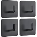 Boniry 4 Pack Wall Adhesive Hooks, Waterproof Stainless Steel Wall Hook,Best Use Kitchen and Bathroom, self Adhesive Hooks Heavy Duty for Towel and Kitchen Accessories Item (J Hook Square Black)