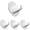 Boniry 4 Pack Wall Adhesive Hooks, Waterproof Stainless Steel Wall Hook,Best Use Kitchen and Bathroom, self Adhesive Hooks Heavy Duty for Towel and Kitchen Accessories Item (J Round Silver)