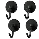 Boniry 4 Pack Wall Adhesive Hooks, Waterproof Stainless Steel Wall Hook,Best Use Kitchen and Bathroom, self Adhesive Hooks Heavy Duty for Towel and Kitchen Accessories Item (Big Round Black Hook)