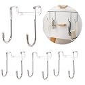 Boniry 4 Pcs Stainless Steel Double Door Hooks - Multi-Purpose Hangers for Kitchen, Bathroom, Living Room - No Drilling Needed
