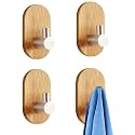 Boniry 4 PCS Wooden Wall Hanging Hook, Wall Heavy Duty Home Decor Items, Best Use for Bathroom Essential and Kitchen Accessories Items, Bath Towel Hook