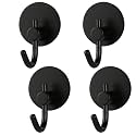 Boniry 4 Pack Wall Adhesive Hooks, Waterproof Stainless Steel Wall Hook,Best Use Kitchen and Bathroom, self Adhesive Hooks Heavy Duty for Towel and Kitchen Accessories Item (Big Round Black Hook)