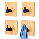 Boniry 4 PCS Wooden Wall Hanging Hook, Wall Heavy Duty Home Decor Items, Best Use for Bathroom Essential and Kitchen Accessories Items, Bath Towel Hook